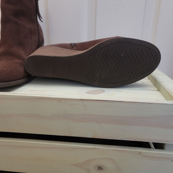 TOMS Joanna Wedge Bootie Women's Size 9 Brown Suede Side Zip Ankle Boots - Picture 6 of 9